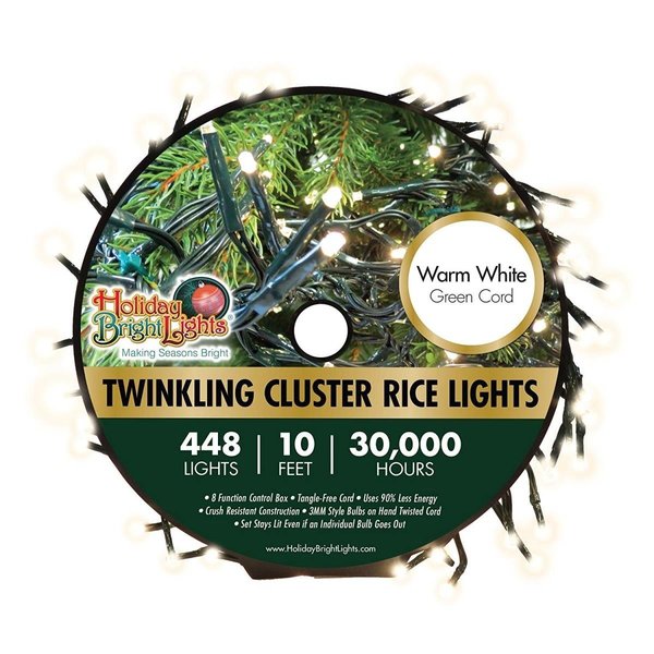 Nu Tsai Capital Dba Nu Tsai Capital DBA 7712375 10 ft. Cluster Rice Christmas Light Reel - Warm White; 448 Lights 7712375